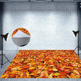 Aperturee - Aperturee Fallen Leaf Over The Ground Fabric Floor Backdrop