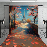 Aperturee - Aperturee Fallen Leaves Eiffel Tower Natural Sweep Backdrop