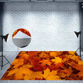 Aperturee - Aperturee Fallen Maple Leaves Autumn Fabric Floor Backdrop