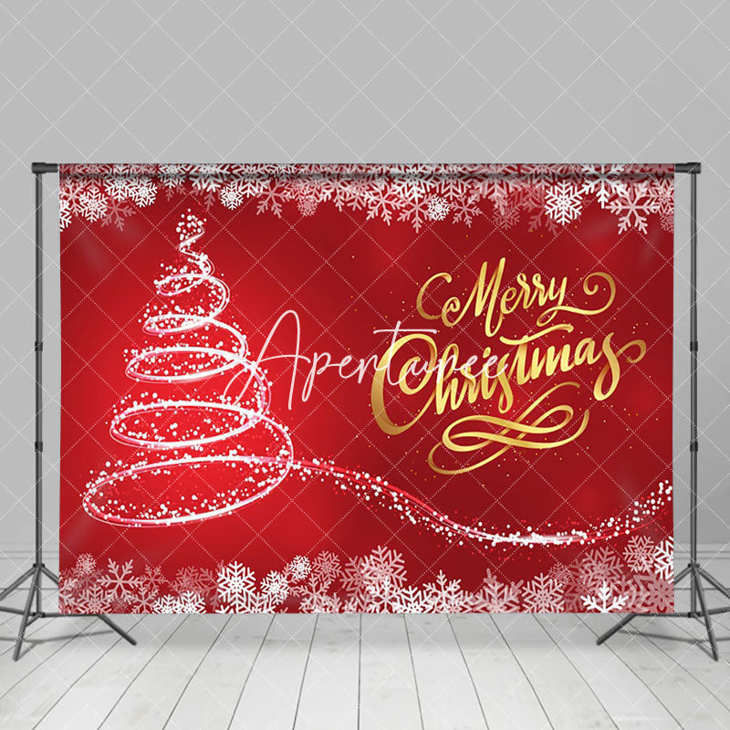 Aperturee - Aperturee Falling Snow Xmas Tree Red Merry Christmas Backdrop