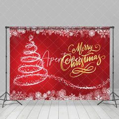 Aperturee - Aperturee Falling Snow Xmas Tree Red Merry Christmas Backdrop