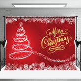 Aperturee - Aperturee Falling Snow Xmas Tree Red Merry Christmas Backdrop