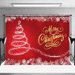Aperturee - Aperturee Falling Snow Xmas Tree Red Merry Christmas Backdrop