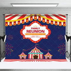 Aperturee - Aperturee Family Reunion Backdrop with Carnival Circus Tent Red and White Stripes Theme Welcome Banner for Party Decor