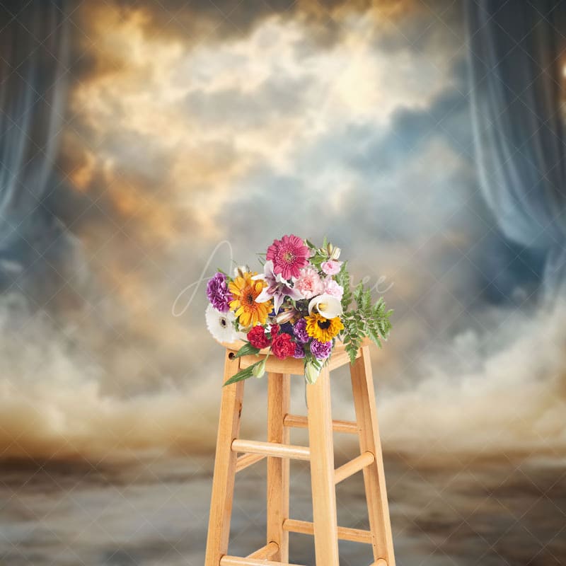 Aperturee - Aperturee Fancy Cloudy Paradise Curtain Lights Photo Backdrop