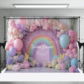 Aperturee - Aperturee Fancy Floral Rainbow Balloon Arch Wedding Backdrop