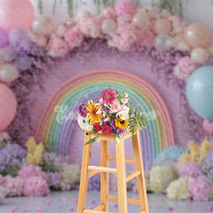 Aperturee - Aperturee Fancy Floral Rainbow Balloon Arch Wedding Backdrop