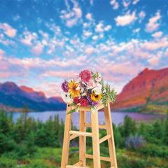 Aperturee - Aperturee Fancy Pinky Cloud Forest Lake Photography Backdrop