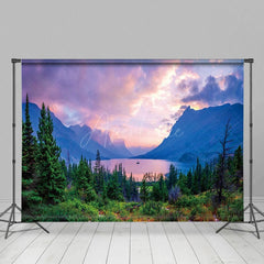 Aperturee - Aperturee Fancy Pinky Sky Forest Lake Photography Backdrop