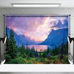 Aperturee - Aperturee Fancy Pinky Sky Forest Lake Photography Backdrop