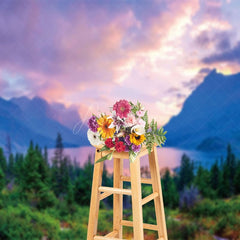 Aperturee - Aperturee Fancy Pinky Sky Forest Lake Photography Backdrop