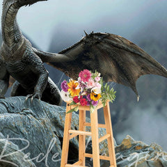 Aperturee - Aperturee Fantasy Fairy Tale Black Magic Dragon Photo Backdrop