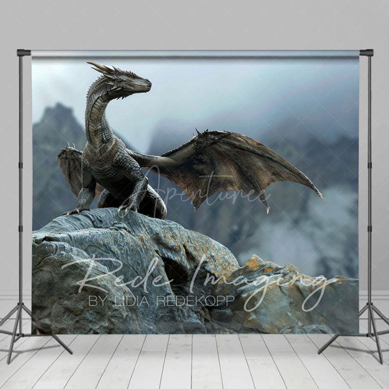 Aperturee - Aperturee Fantasy Fairy Tale Black Magic Dragon Photo Backdrop