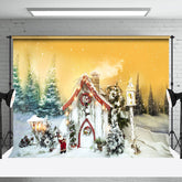 Aperturee - Aperturee Fantasy Forest Fairy Santa Cabin Christmas Backdrop