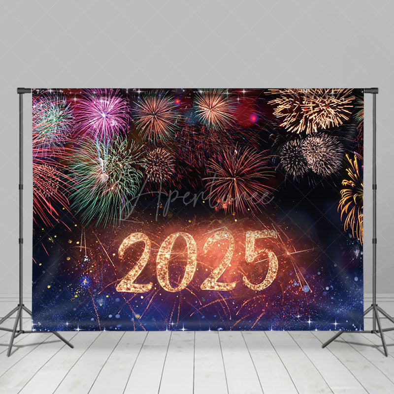 Aperturee - Aperturee Fantasy Sparks Night Sky Happy New Year Backdrop