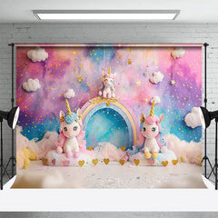 Aperturee - Aperturee Fantasy Starry Cloud Sky Unicorn Cake Smash Backdrop