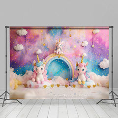 Aperturee - Aperturee Fantasy Starry Cloud Sky Unicorn Cake Smash Backdrop