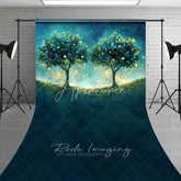Aperturee - Aperturee Fantasy Starry Tree Sweep Photo Backdrop Magical Forest Glowing Night Sky Background Dreamy Blue Woods Floor Prop
