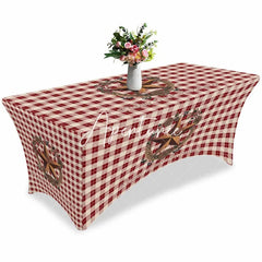 Aperturee - Aperturee Farm Berry Flower Leaves Wreath Stretch Table Cover