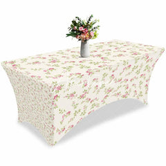 Aperturee - Aperturee Farm Vintage Seamless Flower Rose Stretch Table Cover