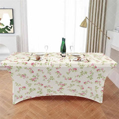 Aperturee - Aperturee Farm Vintage Seamless Flower Rose Stretch Table Cover