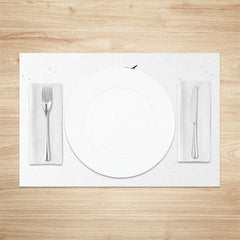 Aperturee - Aperturee Farmhouse Christmas Set of 4 Placemats Merry Christmas Script Modern Minimalist White Table Mats