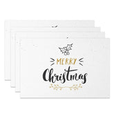 Aperturee - Aperturee Farmhouse Christmas Set of 4 Placemats Merry Christmas Script Modern Minimalist White Table Mats