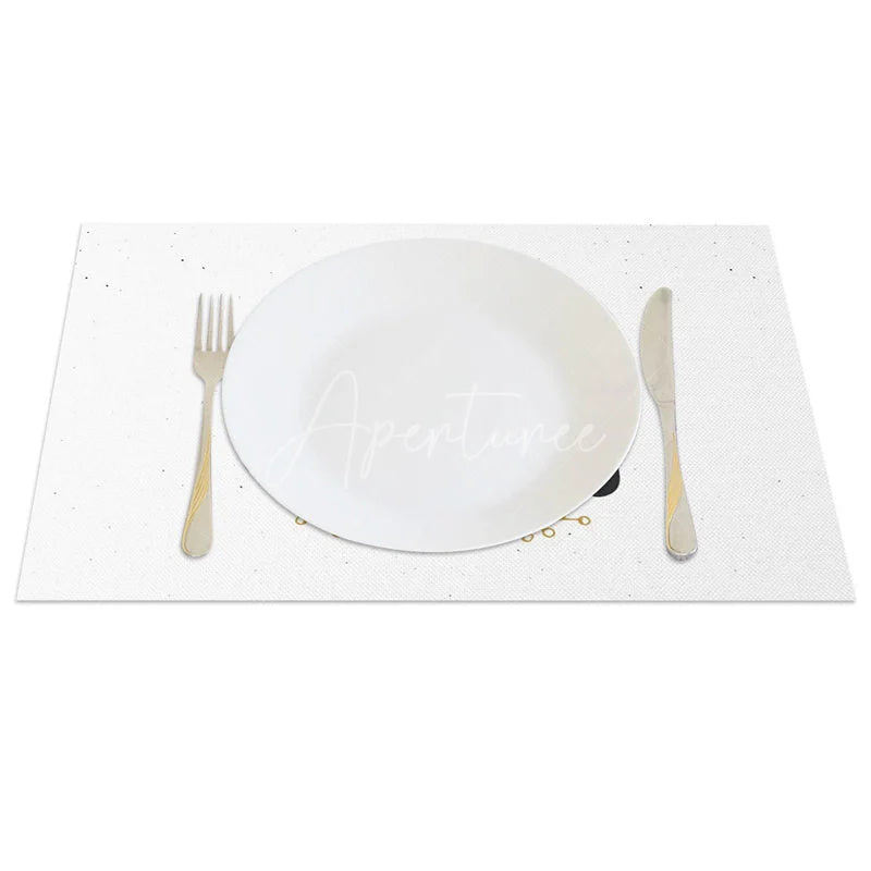 Aperturee - Aperturee Farmhouse Christmas Set of 4 Placemats Merry Christmas Script Modern Minimalist White Table Mats