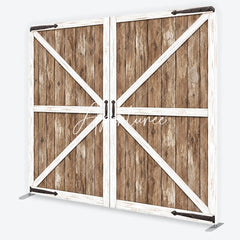 Aperturee - Aperturee Farmhouse Rustic Wooden Barn Door Square Double-Sided Backdrop White X-Brace and Black Handles for Photography