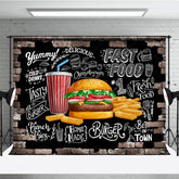 Aperturee - Aperturee Fast Food Hamburger French Fries Cola Party Backdrop