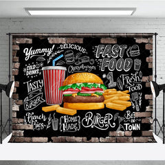 Aperturee - Aperturee Fast Food Hamburger French Fries Cola Party Backdrop