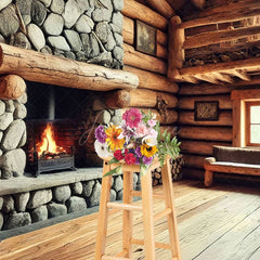 Aperturee - Aperturee Fathers Day Rustic Wood Cabin Fireplace Photo Backdrop