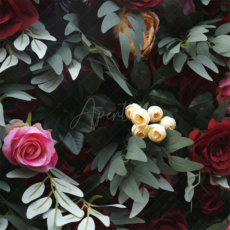 Aperturee - Aperturee Faux Flower Leaf Wall Wedding Party Backdrop Decor