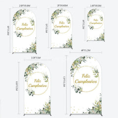 Aperturee - Aperturee Feliz Cumplea?os Arch Backdrop Eucalyptus Greenery Gold Frame Birthday Party Decor