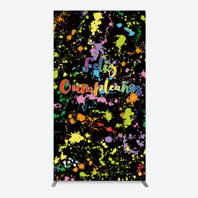 Aperturee Aperturee Feliz Cumplea?os Rectangle Backdrop Banner Colorful Paint Splatter Party Decor Spanish Happy Birthday Photo Prop