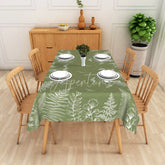 Aperturee - Aperturee Fern Leaf Rectangle Tablecloth Sage Green Botanical Line Art Dining Table Decor