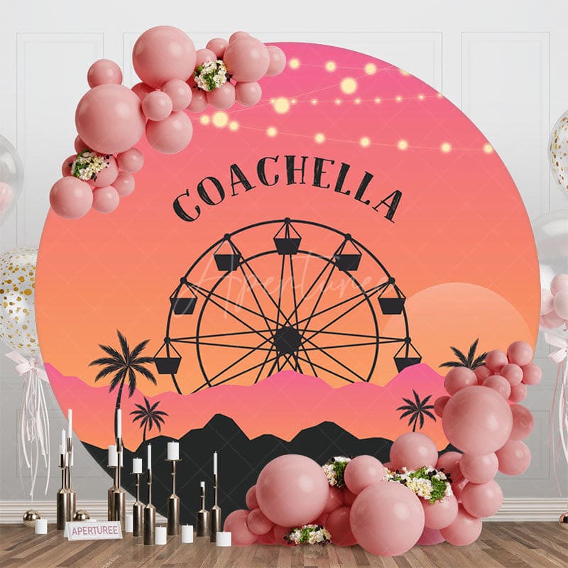 Aperturee - Aperturee Ferris Wheel Sunset Round Coachella Party Backdrop