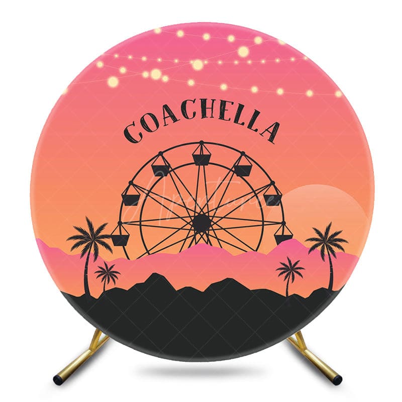 Aperturee - Aperturee Ferris Wheel Sunset Round Coachella Party Backdrop