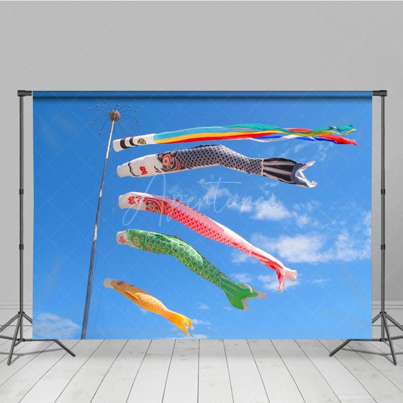 Aperturee - Aperturee Festival Celebration Koi Fish Flag Blue Sky Backdrop