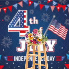 Aperturee - Aperturee Festive 4th of July Independence Day Backdrop American Flag Fireworks Red White Blue Party Decor
