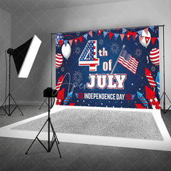 Aperturee - Aperturee Festive 4th of July Independence Day Backdrop American Flag Fireworks Red White Blue Party Decor