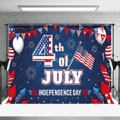 Aperturee - Aperturee Festive 4th of July Independence Day Backdrop American Flag Fireworks Red White Blue Party Decor