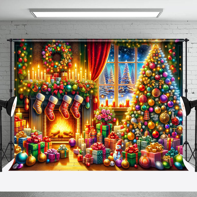 Aperturee - Aperturee Festive Bright Lighted Warm Christmas Vibe Backdrop