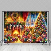 Aperturee - Aperturee Festive Bright Lighted Warm Christmas Vibe Backdrop