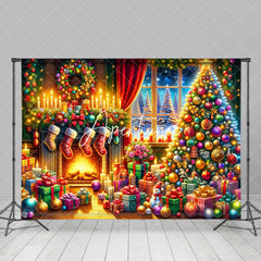 Aperturee - Aperturee Festive Bright Lighted Warm Christmas Vibe Backdrop