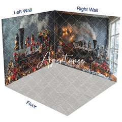 Aperturee - Aperturee Festive Christmas Express Train Room Set Backdrop