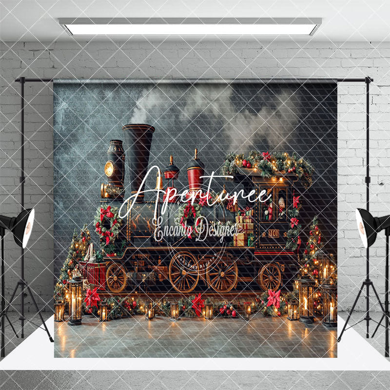 Aperturee - Aperturee Festive Christmas Express Train Room Set Backdrop