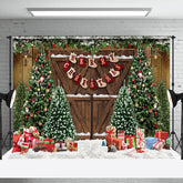 Aperturee - Aperturee Festive Christmas Scene Decorated Door Snow Backdrop
