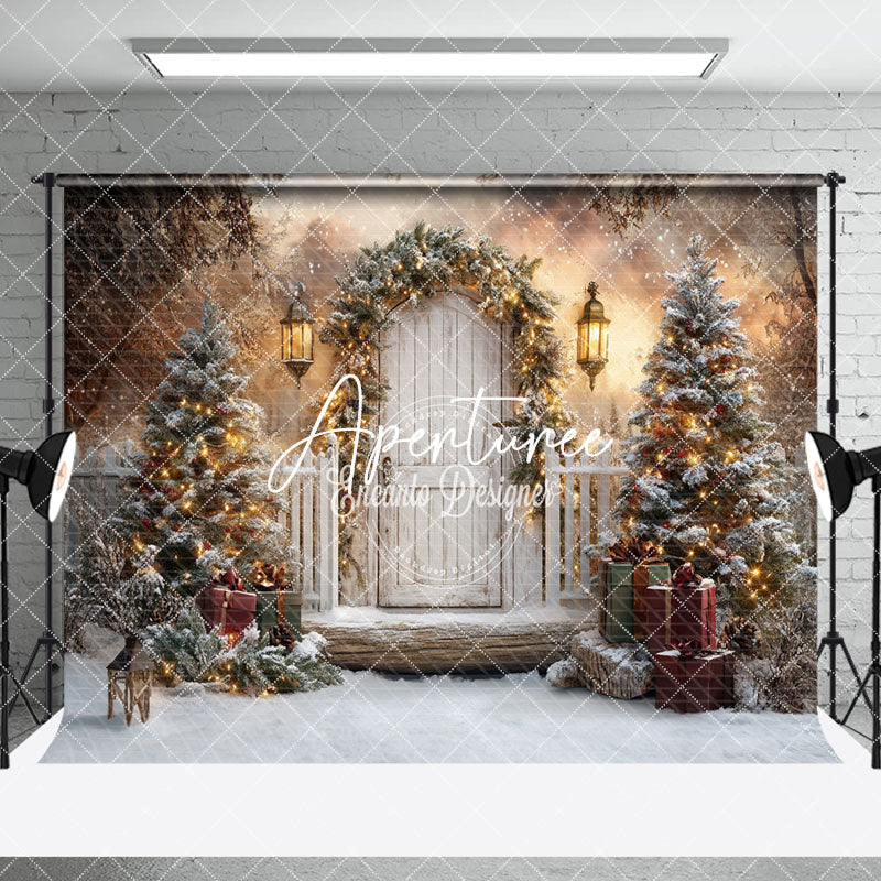 Aperturee - Aperturee Festive Christmas Vibe Window Snowy Room Set Backdrop