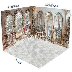Aperturee - Aperturee Festive Christmas Vibe Window Snowy Room Set Backdrop
